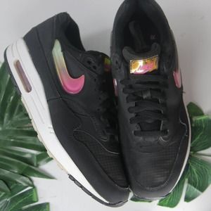 Nike Airmax 1 Black Suede Multicolor Sneakers size 8youth/9.5womens 001908
